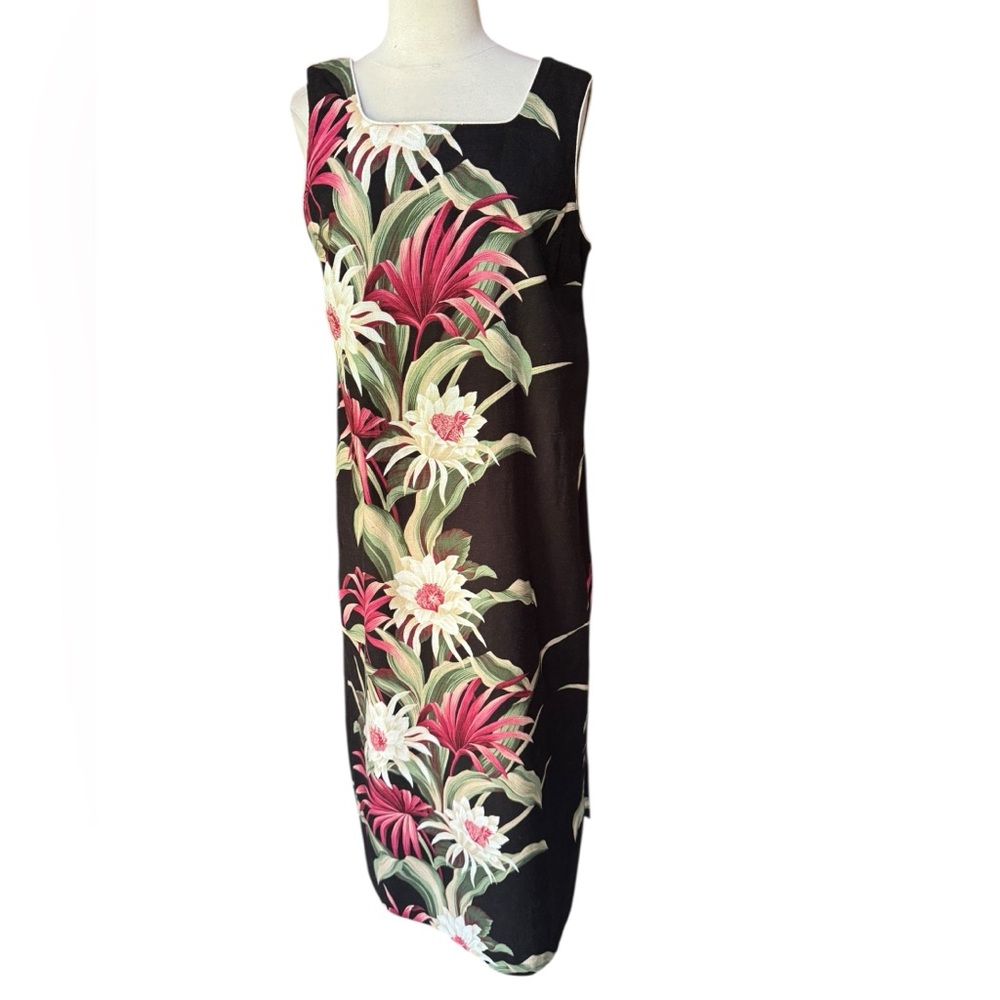 1990s Young Hawaii 100% Cotton Moonflower Print‎ Dress